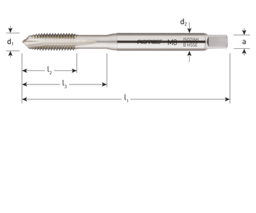 HSS-E Machinetap, metrisch M16, DIN 371, doorlopend